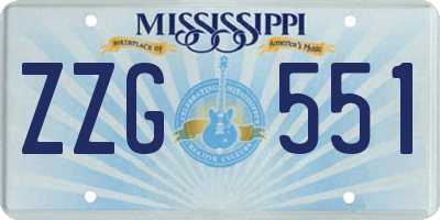 MS license plate ZZG551