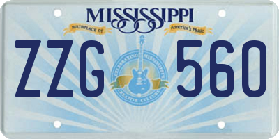 MS license plate ZZG560