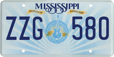 MS license plate ZZG580