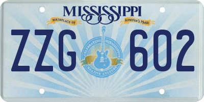 MS license plate ZZG602
