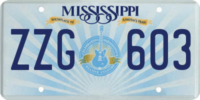 MS license plate ZZG603