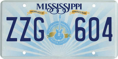 MS license plate ZZG604