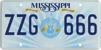 MS license plate ZZG666