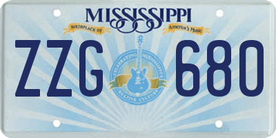 MS license plate ZZG680