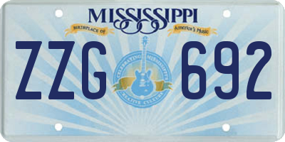 MS license plate ZZG692