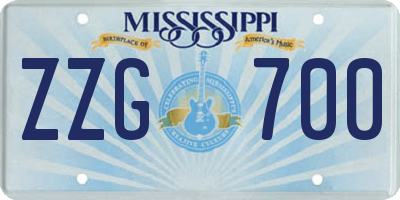 MS license plate ZZG700