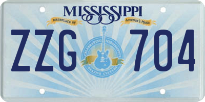 MS license plate ZZG704
