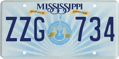 MS license plate ZZG734