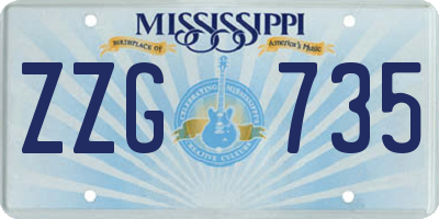 MS license plate ZZG735