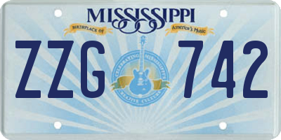 MS license plate ZZG742