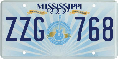 MS license plate ZZG768