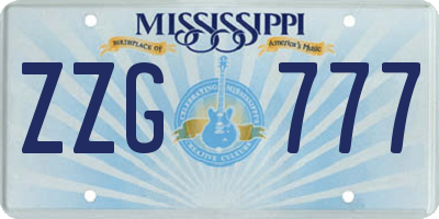 MS license plate ZZG777