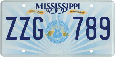 MS license plate ZZG789