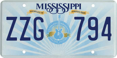 MS license plate ZZG794