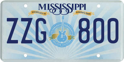 MS license plate ZZG800