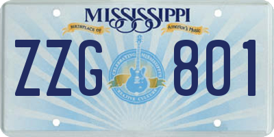 MS license plate ZZG801