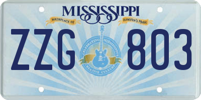 MS license plate ZZG803