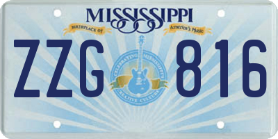 MS license plate ZZG816