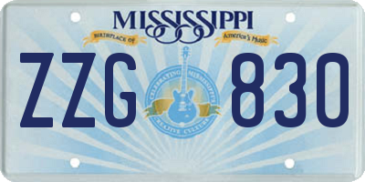 MS license plate ZZG830