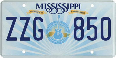 MS license plate ZZG850