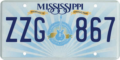 MS license plate ZZG867