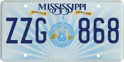 MS license plate ZZG868