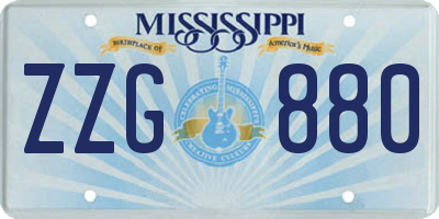 MS license plate ZZG880