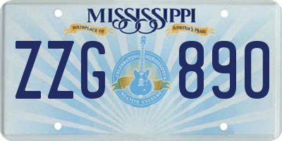 MS license plate ZZG890