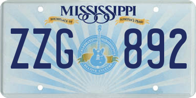 MS license plate ZZG892