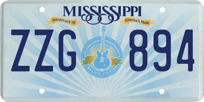 MS license plate ZZG894