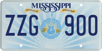 MS license plate ZZG900