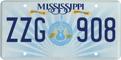 MS license plate ZZG908