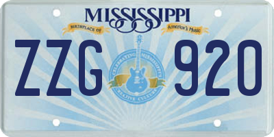 MS license plate ZZG920