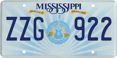 MS license plate ZZG922