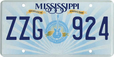 MS license plate ZZG924