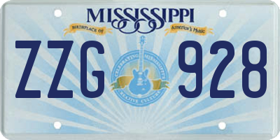 MS license plate ZZG928