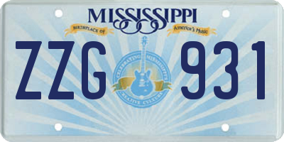 MS license plate ZZG931