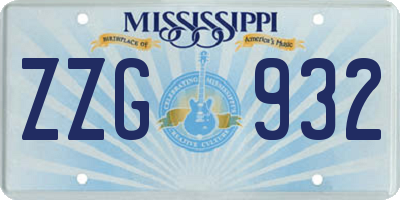 MS license plate ZZG932