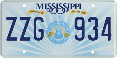 MS license plate ZZG934