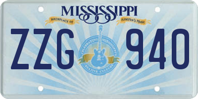 MS license plate ZZG940