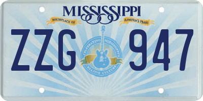 MS license plate ZZG947