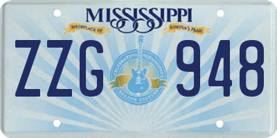 MS license plate ZZG948