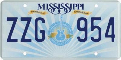 MS license plate ZZG954