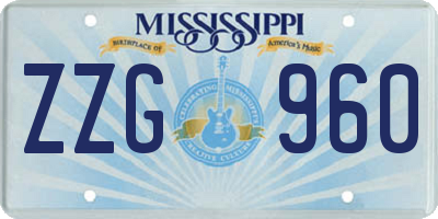 MS license plate ZZG960