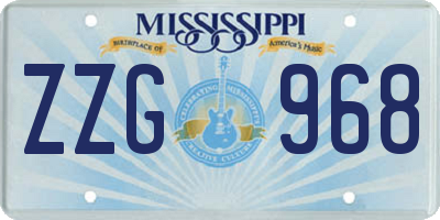MS license plate ZZG968