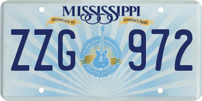 MS license plate ZZG972
