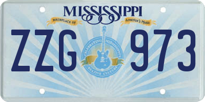 MS license plate ZZG973