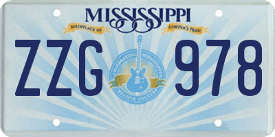 MS license plate ZZG978