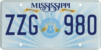 MS license plate ZZG980