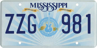 MS license plate ZZG981